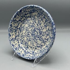 Workshops of Gerald E Henn Blue Sponge on Cream Body Vegetable Bowl 8" Discont